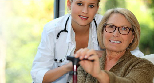 Doctor taking care of senior woman