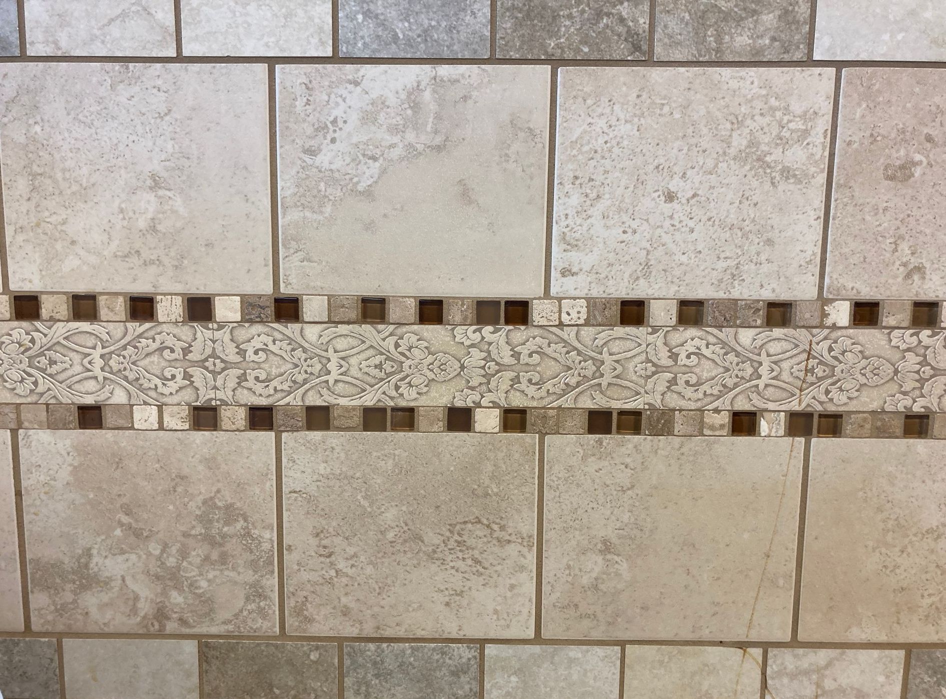 Shower wall tile with decorative boarder