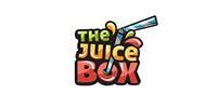 Logo for The Juice Box, featuring text and a straw in a drink.