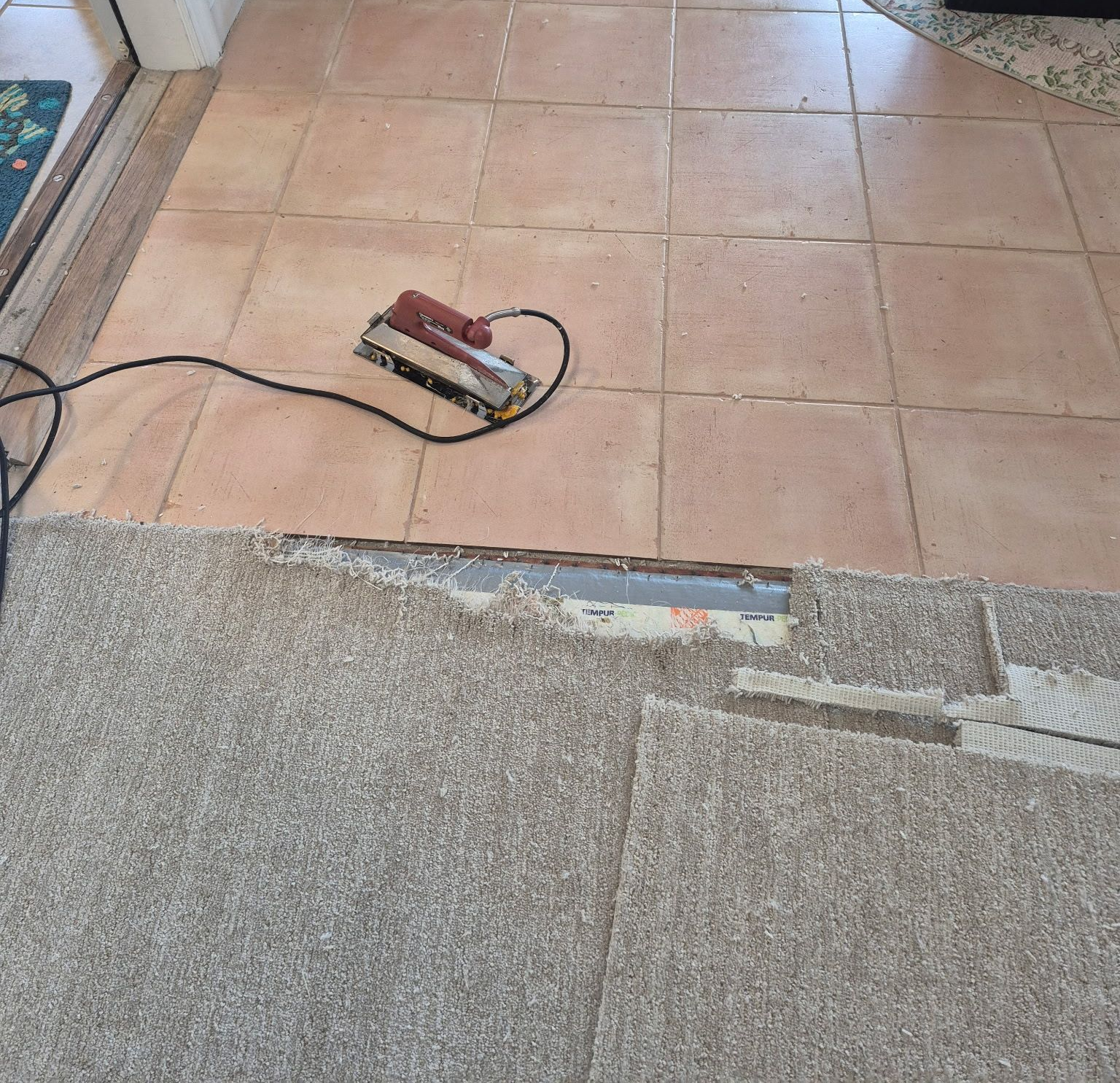 Before carpet repair