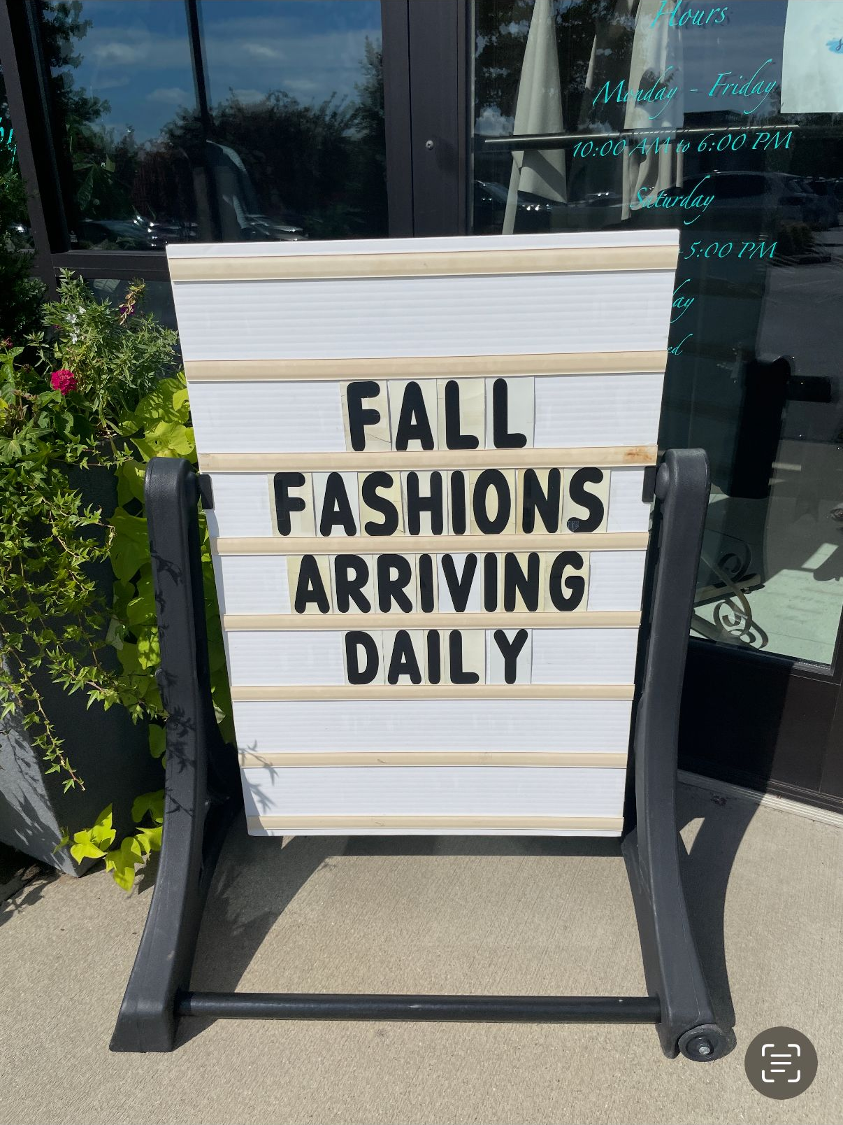 A-frame sign outside a store: 