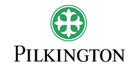 Pilkington logo: green circle with a cross-like design above the word