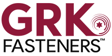 The logo for grk fasteners is red and black.