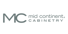 A logo for mc mid continent cabinetry on a white background.