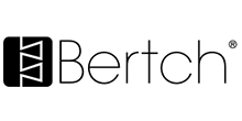 A black and white logo for bertch on a white background.