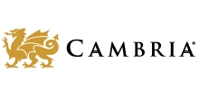 The cambria logo has a dragon on it and is on a white background.