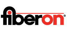 The fiberon logo is black and red on a white background.