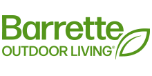 The barrette outdoor living logo is green and white with a leaf.