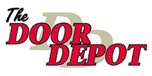 A red and white logo for the door depot.