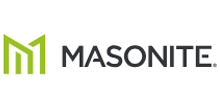 The logo for masonite is green and black and has a m on it.