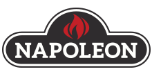The napoleon logo has a red flame on it.