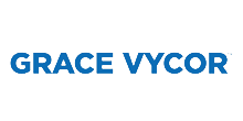 The logo for grace vycor is blue and white on a white background.