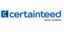 A blue and white logo for a company called certainteed saint-gobain.