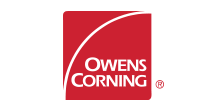 The logo for owens corning is a red square with a white line going through it.