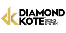 The logo for diamond kote siding system is black and gold.