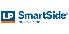 The logo for lp smartside trim and siding is blue and orange.