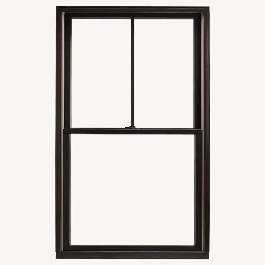 A black window with a white frame on a white background.