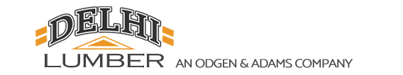 The logo for delhi lumber an odgen & adams company