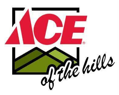 Bold black text reading &ldquo;ACE OF THE HILLS&rdquo; on a white background
