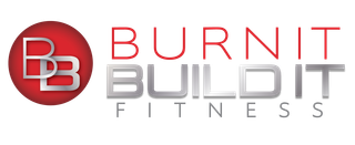 Logo for Burnt Build It Fitness: a red circle with overlapping "BB", silver text "BURNT BUILD IT", and grey "FITNESS".