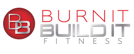 Logo for Burnt Build It Fitness: a red circle with overlapping "BB", silver text "BURNT BUILD IT", and grey "FITNESS".