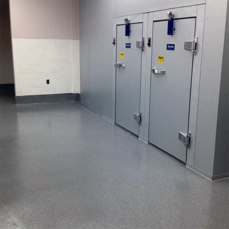Commercial kitchen with flaked epoxy flooring