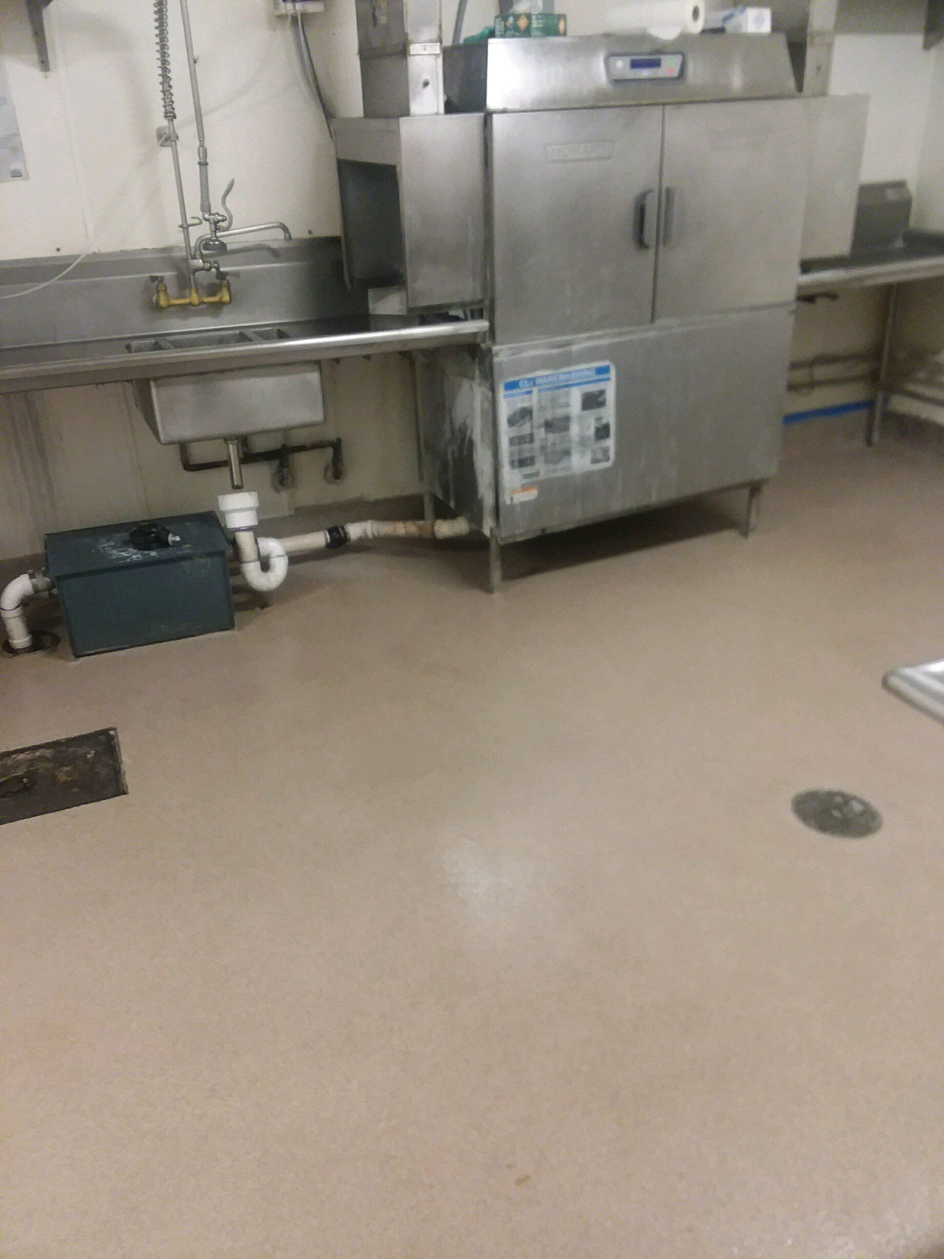 Commercial kitchen with quartz flooring