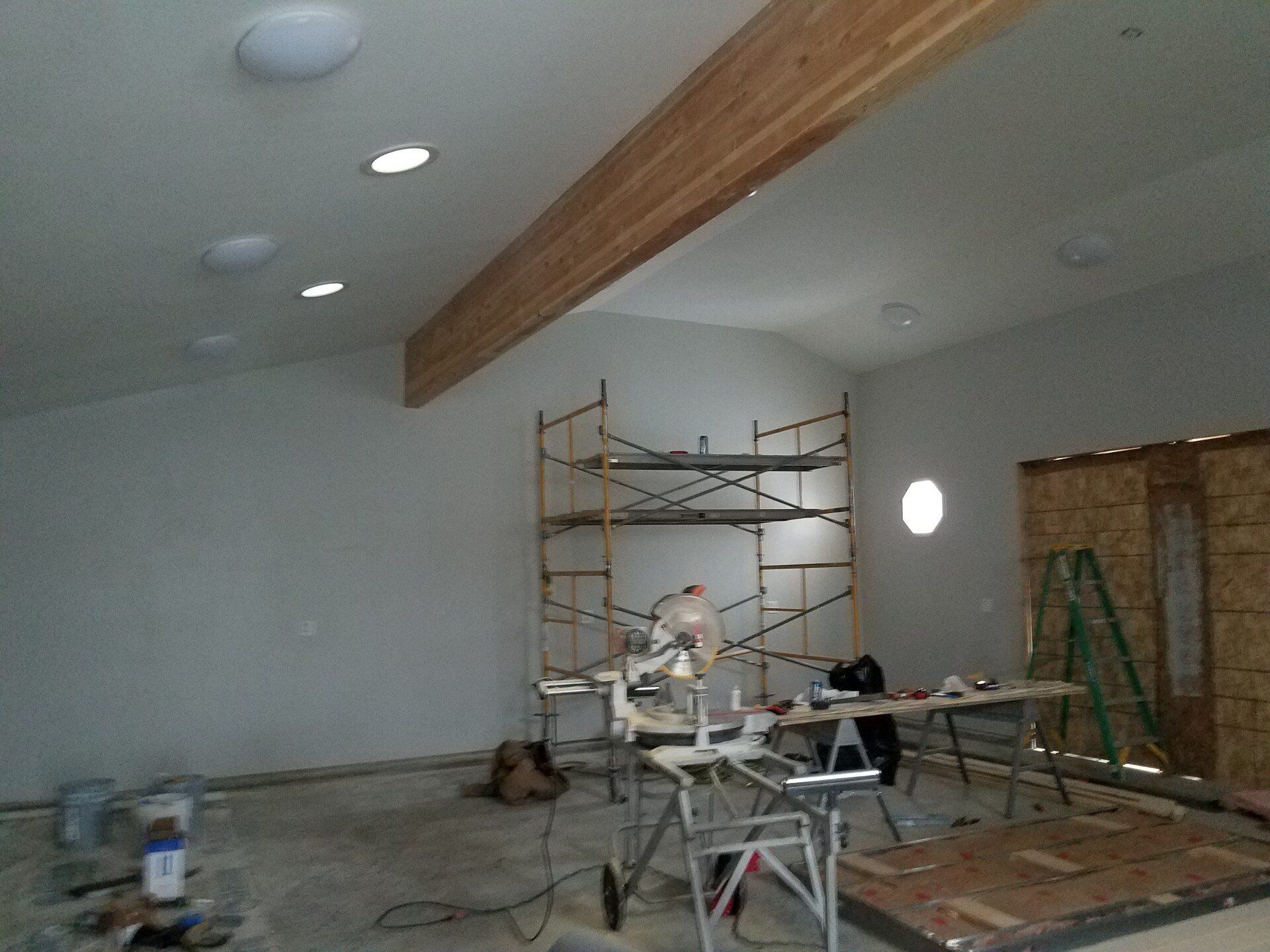 Interior of a building under construction. 