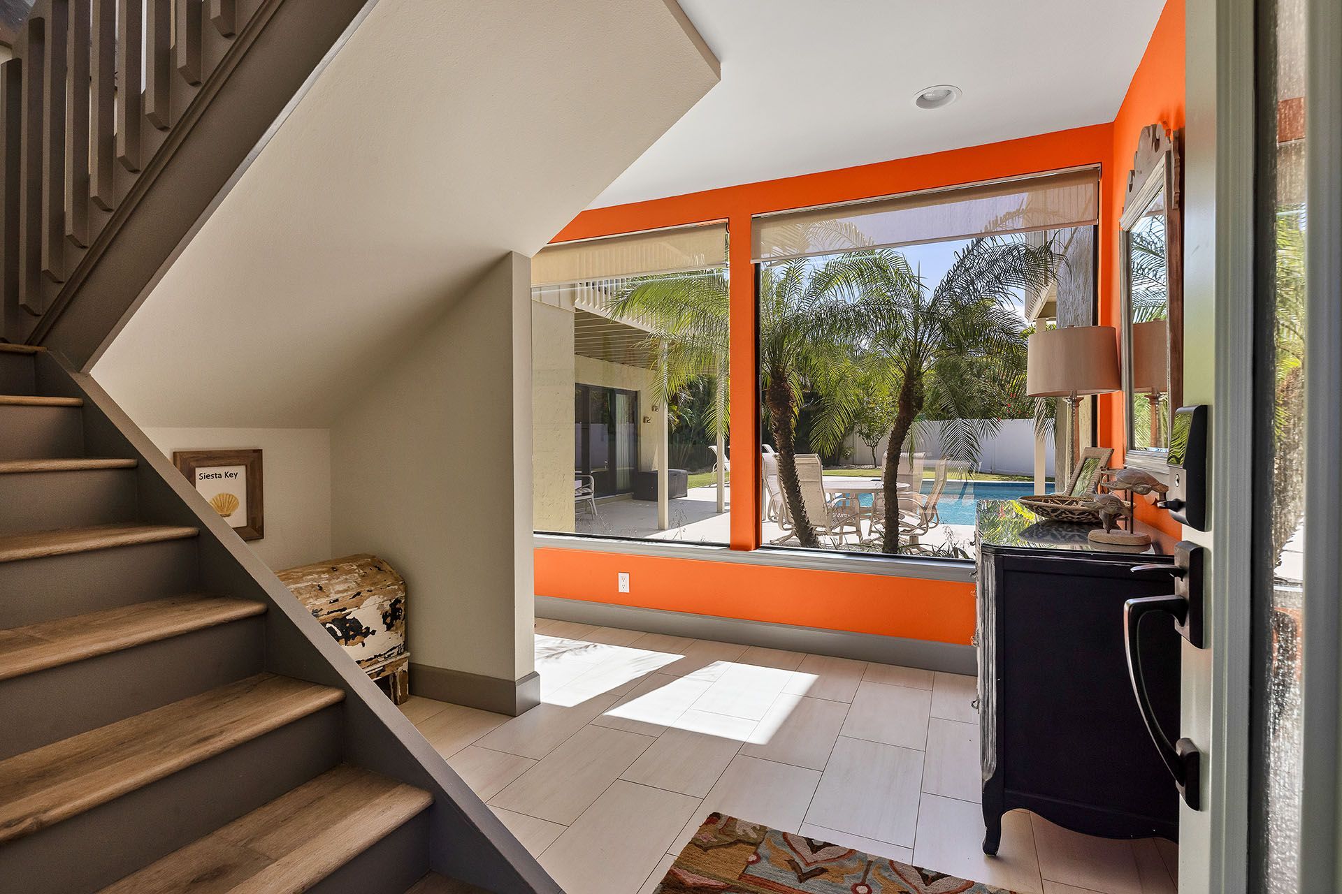A staircase leading up to the second floor of a house