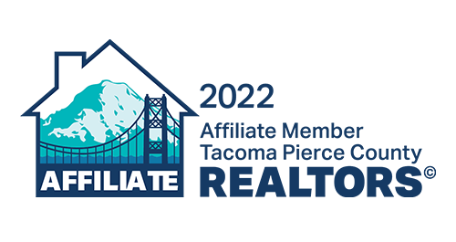 Affiliate Member Tacoma Pierce County REALTORS logo with blue house outline and text