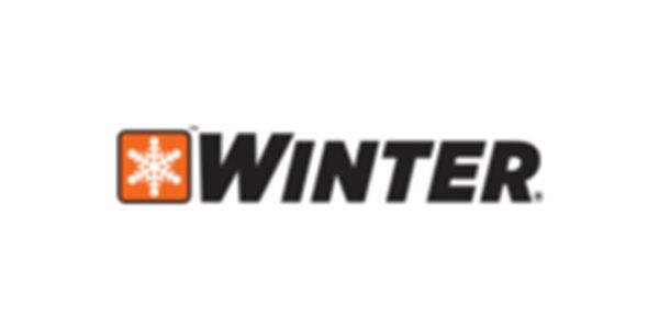 Winter logo with orange snowflake icon and bold black text on white background