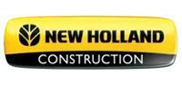 New Holland Construction logo in yellow, black, and white.