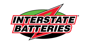 Interstate Batteries logo: red and black text on red, white, and green background.