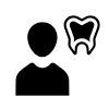 A black icon of a human figure standing next to a tooth icon.