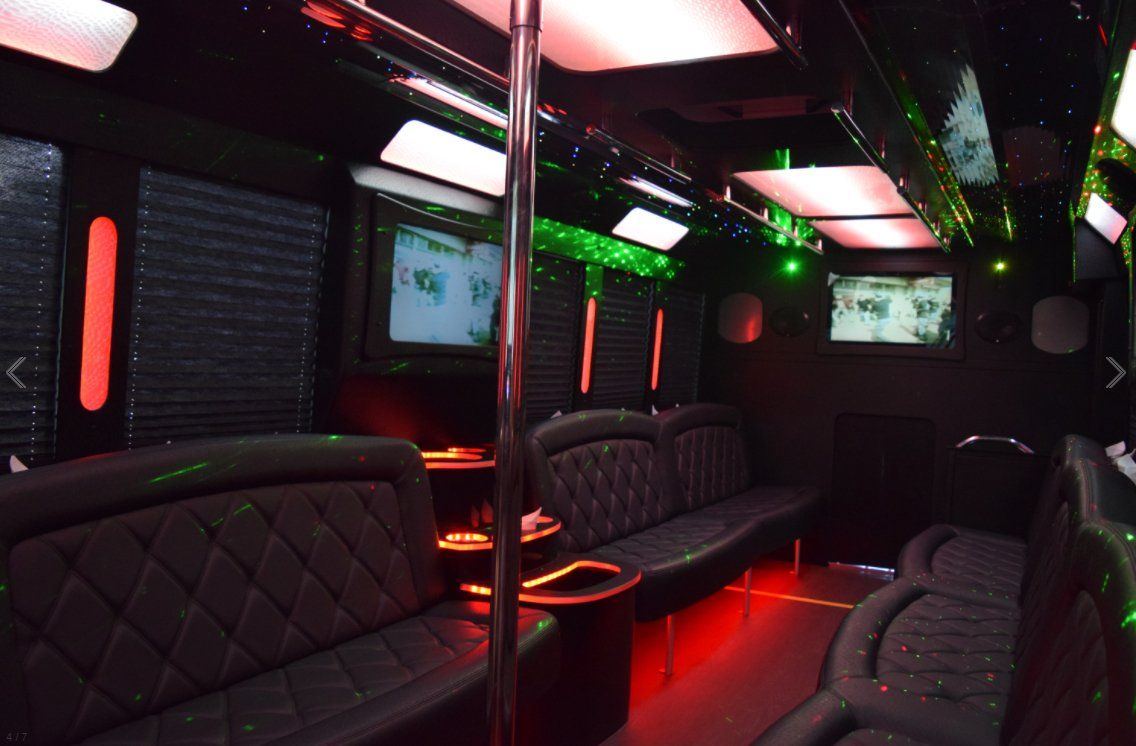 24 Passenger Party Bus interior