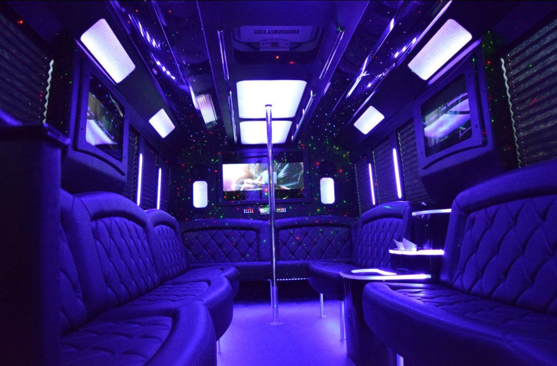 24 Passenger Party Bus interior