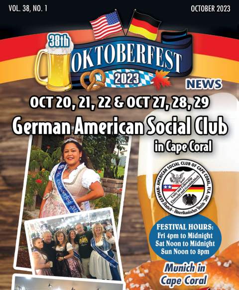 Oktoberfest 2023 VIP experience promotion with text and beer mug, including a gift bag, and a specialty drink.
