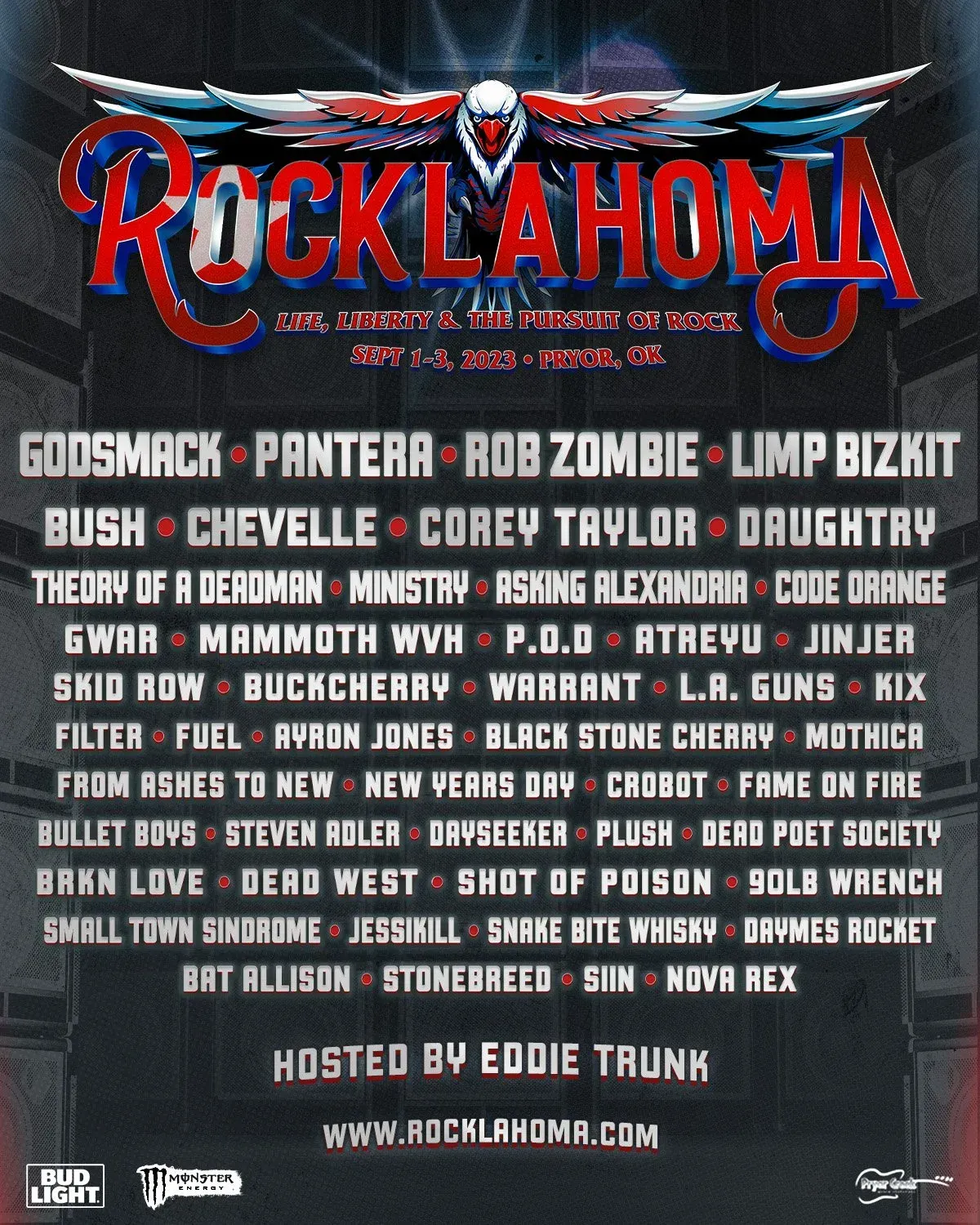 Rocklahoma music festival logo with eagle wings. 