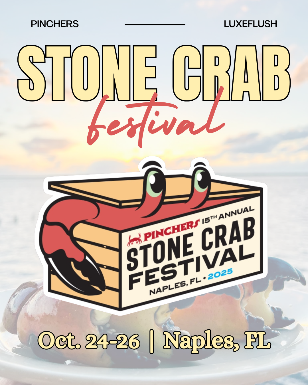 Flyer of crab in box with dates