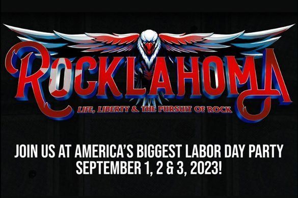 Rocklahoma music festival logo with eagle wings.