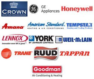 Crown, GE, Honeywell, Amana, American Standard, Tempstar, Lennox, York, Weil-McLain, Trane, Ruud, Tappan, and Goodman Logo