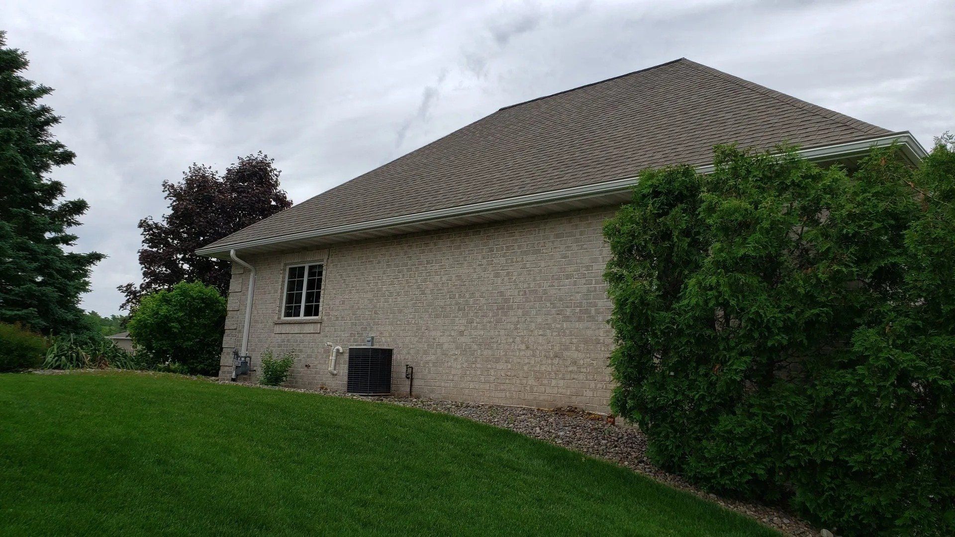 White 5 inch gutters and 3x4 downspouts