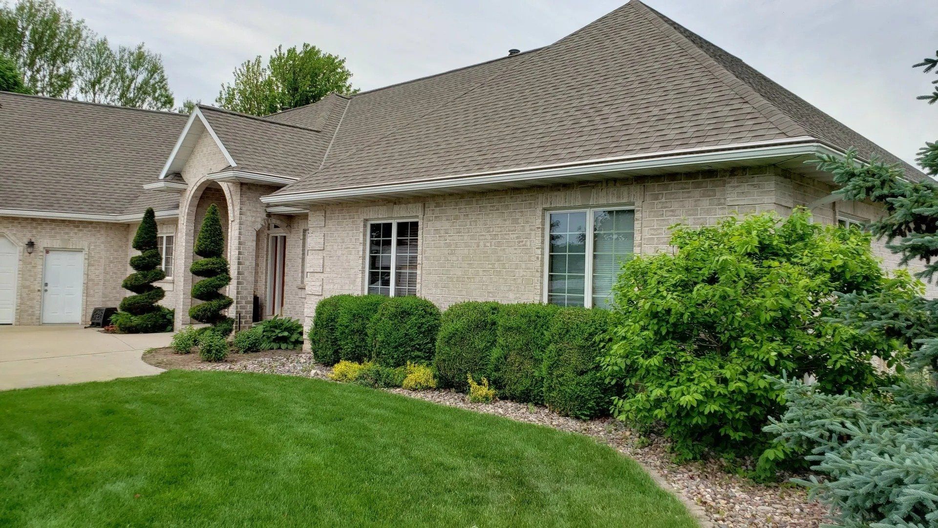 White 5 inch gutters and 3x4 downspouts