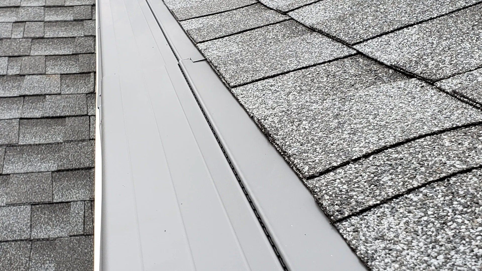Close-up of white 5 inch gutter