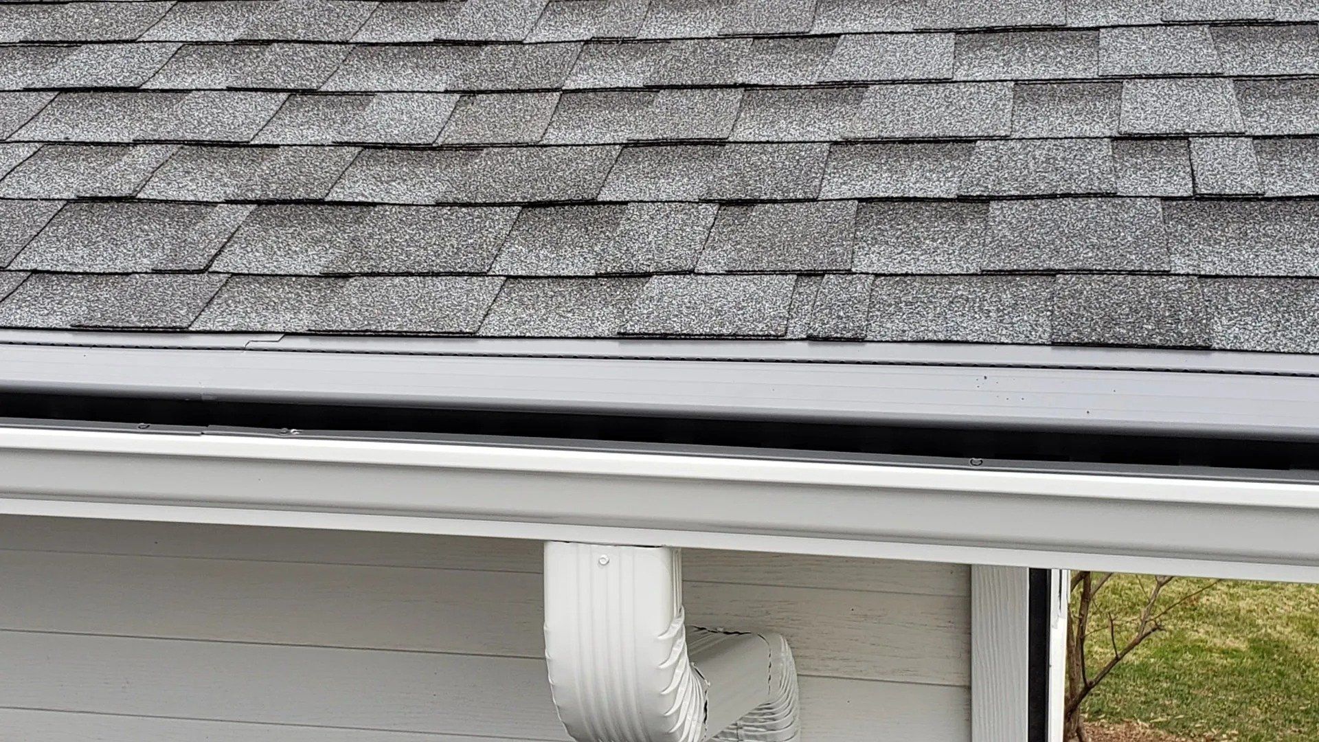 Close-up of white 5 inch gutter