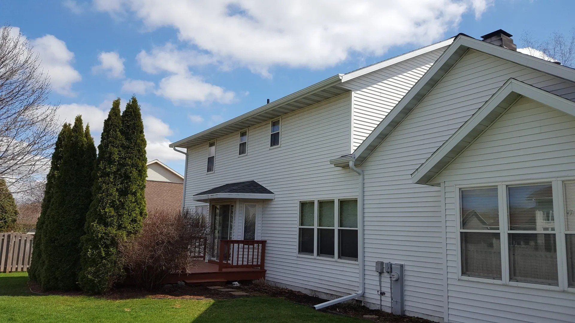 White 5 inch gutter, 3x4 downspout, and Leaf-X