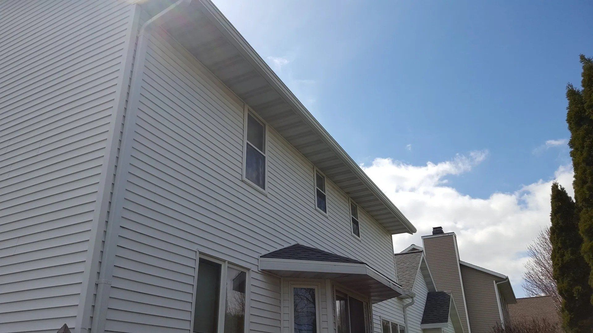 White 5 inch gutter, 3x4 downspout, and Leaf-X