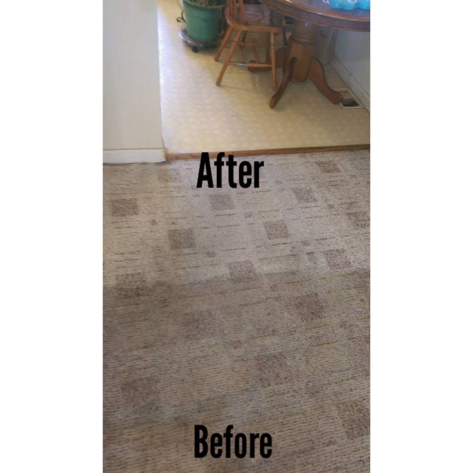 A picture of a carpet before and after being cleaned.