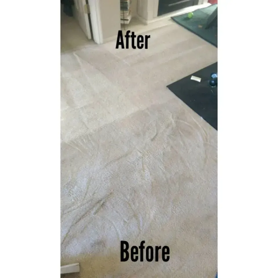 A picture of a carpet before and after being cleaned