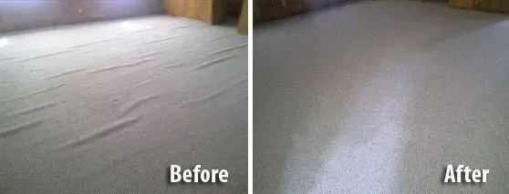 Two pictures of a carpet before and after being cleaned